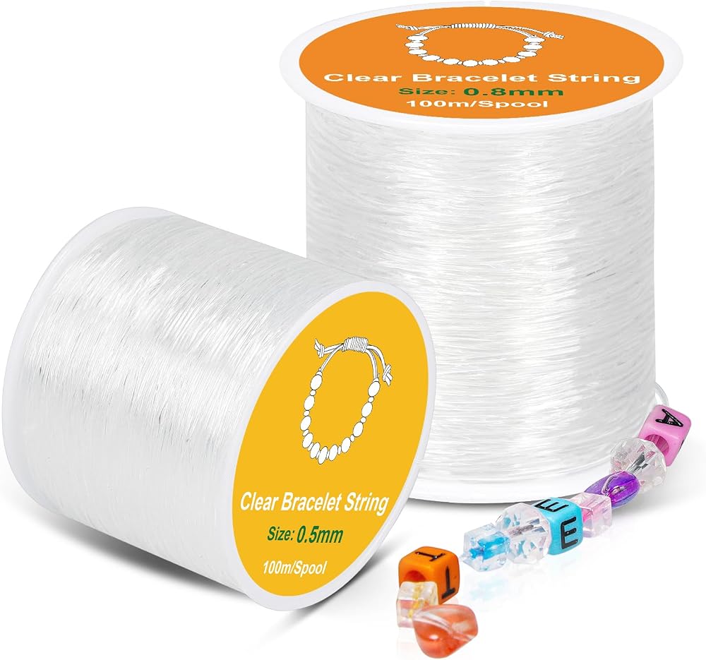 Alyvisun Clear Bracelet String 0.5mm 0.8mm Elastic 100m Spool DIY Jewelry