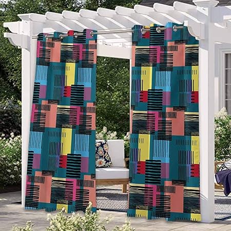 Anmaseven - Cortina de exterior para exterior de patio, diseño clásico