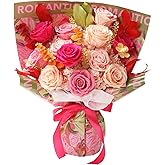 Lovenfold Flowers for Delivery Birthday Flowers Gift for Her,Preserved Flowers Bouquet 12 Roses Mixed Bouquet,Rose Gifts for Women Mom Grandma(Mixed 12 Champagne Roses)