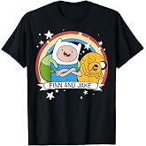 CN Adventure Time Finn and Jake Rainbow Stars Portrait T-Shirt