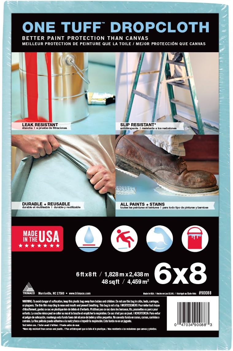 Trimaco One Tuff Coated Dropcloth, 6-feet x 8-feet: Home Improvement