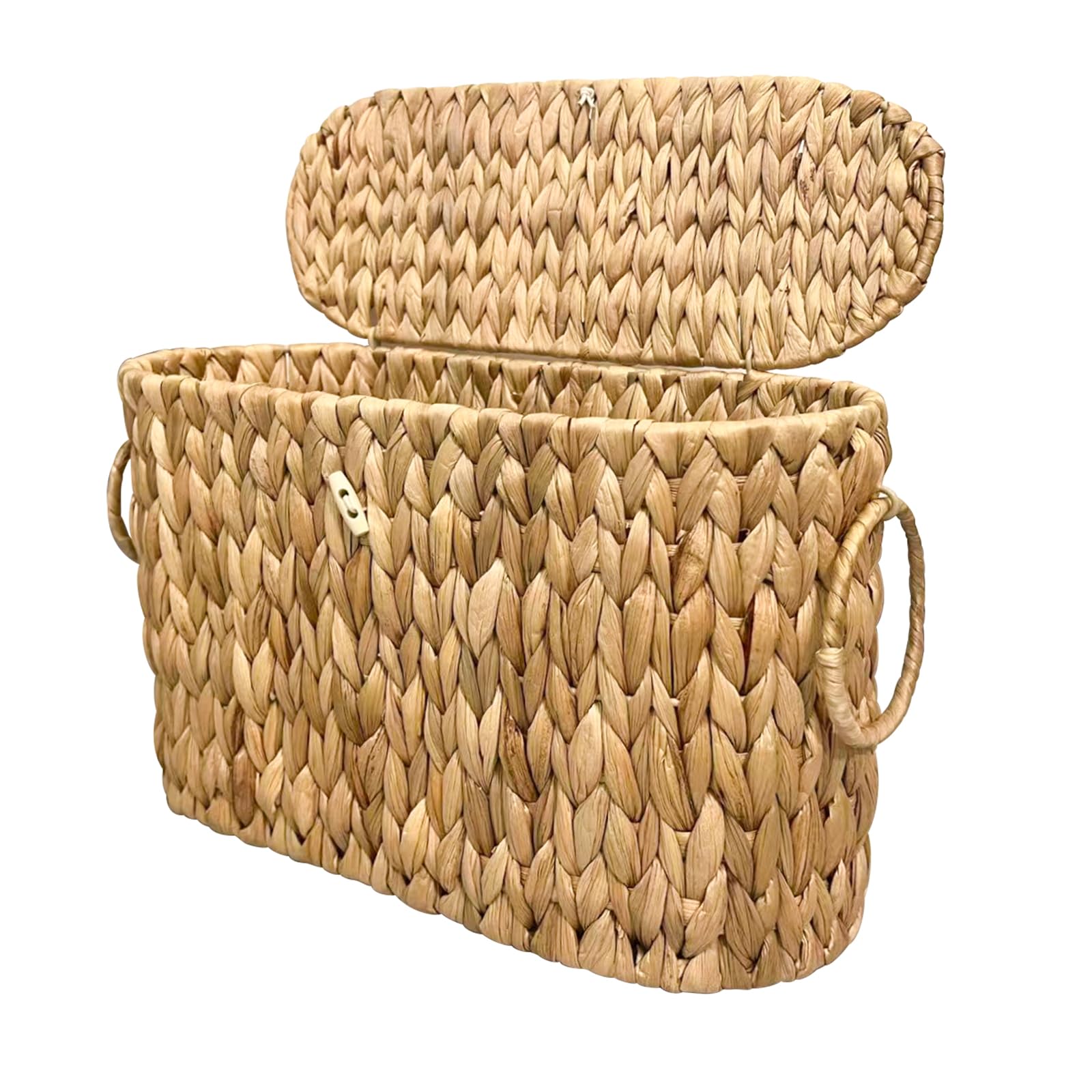 Photo 1 of Coeusy Toilet Paper Basket with Lid,Wicker Basket for Bathroom Organizers and Storage,Holds Up to 6 Mega Rolls, Decorative Hand-Woven Rattan Bathroom Decor Accessories,Natural Water Hyacinth