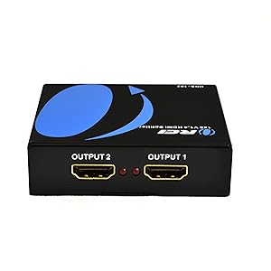 1 x 2 HDMI Splitter 4K @ 30Hz V1.4 Powered 1080P Certified Duplicate/Mirror Screen Monitor Supports 3D High Resolutions - 1 Source onto 2 Same Displays