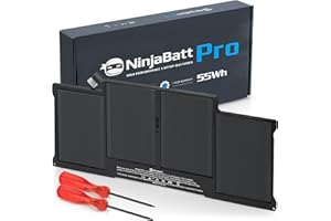 NinjaBatt Battery A1466 A1496 for Apple MacBook Air 13 Inch [2010 2011 2012 2013 2014 2015 2017 Years] A1369 A1405 A1377 | 661-7474 661-4570- High Performance [7200mAh/55Wh/7.6V]