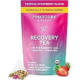 Pink Stork Postpartum Recovery® Herbal Tea, Organic Red Raspberry Leaf with Chamomile, Hormone Balance for Women After Labor & Delivery, Strawberry, Postpartum Essentials, Caffeine-Free, 15 Sachets