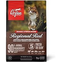 ORIJEN Grain Free High Protein Premium Dry Cat Food Regional Red Recipe 4lb Bag