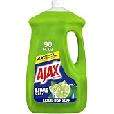 Ajax Ultra Liquid Dish Soap, Lime Scent with Vinegar, 90 fl oz | Strips Grease on Contact, Mess-Free, Easy-Flip Cap, All-Purpose Cleaner, Gentle on Hands, Leaves Dishes Sparkling Clean
