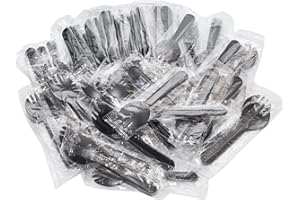 Lilaly 100 pcs Sporks Disposable Plastic Sporks Great for School Lunch, Picnics or Restaurant and Party Supply(Black)