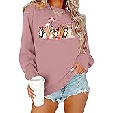 Zylkor Valentine Dog Sweatshirt for Women Cute Print Graphic Sweater Pullover Long Sleeve Tops