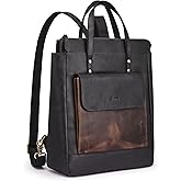 S-ZONE Genuine Leather Backpack Purse for Women Men Vintage Rucksack Handbag Travel Daypack