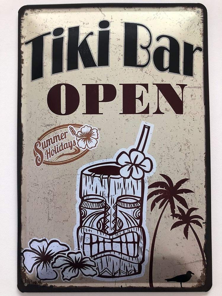 Deko 7 Tin Sign 30 x 20 cm Tiki Bar Open Summer Holidays