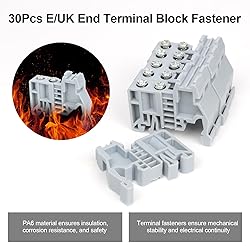 GUETNEU 30Pcs E/UK DIN Rail Terminal Blocks End