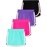 Resinta 4 Packs Toddler Girls Soccer Shorts Toddler Athletic Performance Shorts Dolphin Gym Shorts