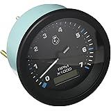 SierraInternational 0-7000 RPM Dial Range Eclipse Tachometer & Hourmeter for Gas Engine, 3"
