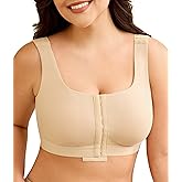 LANCS Wireless Front Closure Compression Bras for Women Post Surgery Mastectomy Everyday Bra with Adjustable Straps