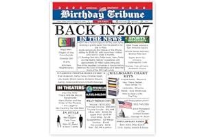 STUFF4 18th Birthday Poster Unframed - Back In 2007 Newspaper - Happy 18th Birthday Gifts for Men Women Vintage Retro Born In 2007, 8x10 Inch Eighteen Eighteenth Bday Party Decor Decoration