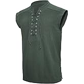 American Trends Renaissance Costume Men Pirate Shirt Sleeveless Lace-up Medieval Viking Outfit Steampunk Gothic Top Tunic