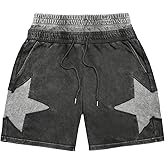 SOLY HUX Men's Y2k Shorts Star Graphic Drawstring Elastic Waist Vintage Casual Shorts Streetwear
