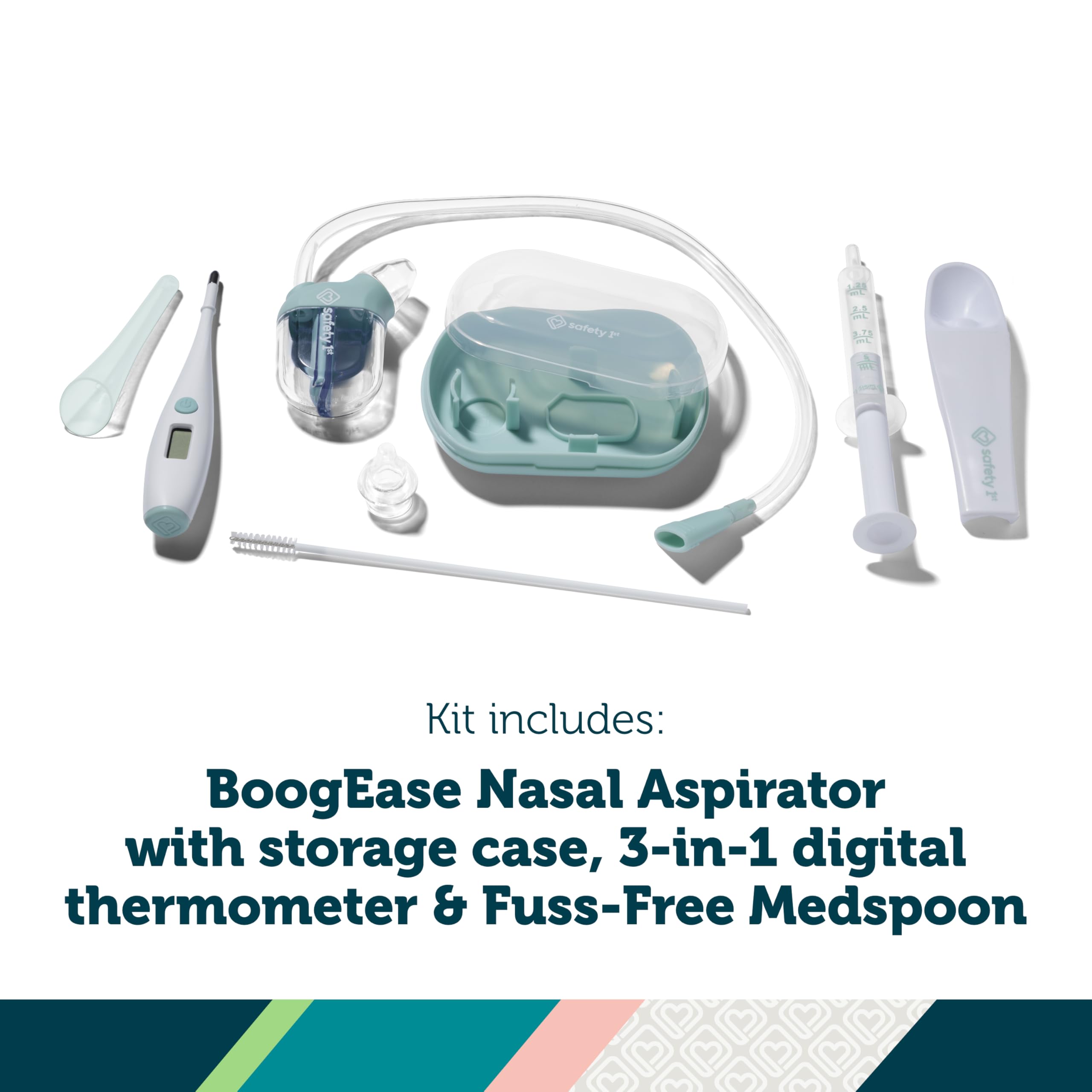 Safety 1st Baby’s 1st SneezyWeezy Kit, BoogEase Nasal Aspirator, 3-in-1 Digital Thermometer, Fuss Free Medspoon, Infant Healthcare Set, Easy-Clean Snot Sucker, Medicine Feeding Spoon