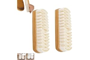 GENERIC Suede Shoe Brush and Eraser, 2PCS Soft Rubber Bristle Shoe Brush, Suede Shoes Cleaner with Wooden Handle, Stain Eraser Suede Cleaning Brush for Shoes, Bags, Jacket, Purse, Sofa