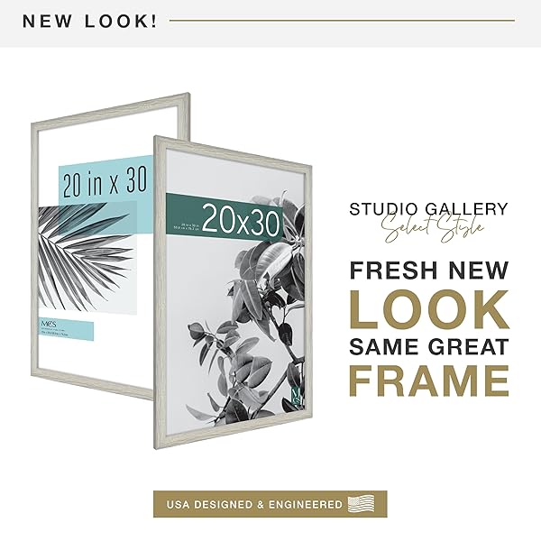 MCS STUDIO GALLERY 20X30 POSTER FRAME GRAY WOODGRAIN ENGINEERED WOOD, VERTICAL & HORIZONTAL WALL HANGING LARGE PICTURE FRAME FOR PHOTOS, POSTERS & ART PRINTS (1-PACK)
