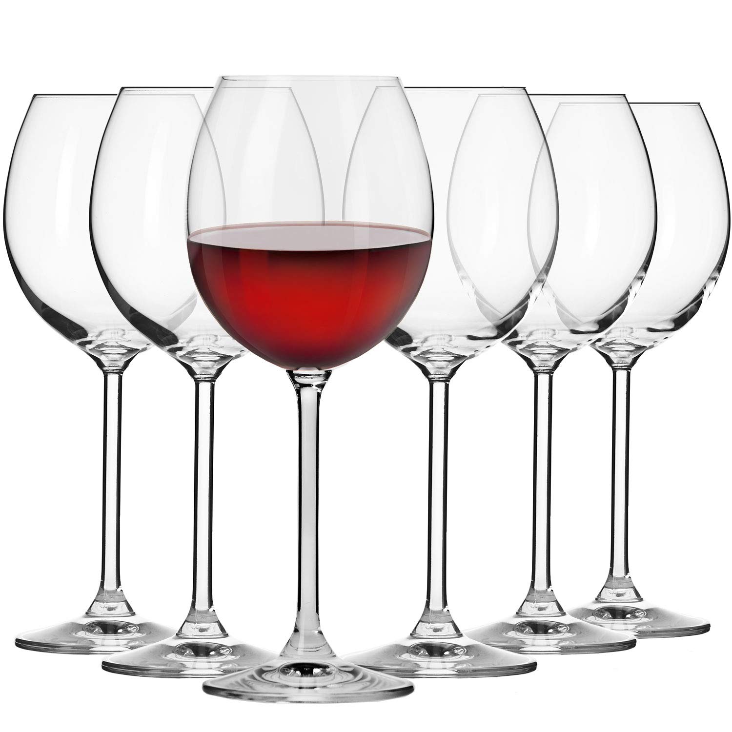 Krosno Red Wine Glasses | Set of 6 | 350 ml | Venezia Collection | Perfect for Home, Restaurants and Parties | Dishwasher Safe | Lead-Free Crystal Glass