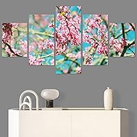 SIGNWIN 5 Panel Canvas Wall Art Pink Fields for Home Decorations Ready to Hang - 60