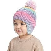 W&LESVAGO Kids Winter Hat Scarf & Gloves Set, Knitted Pom Pom Beanie, Warm 3-Piece Cold Weather Set for Boys Girls 2-14