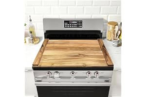GASHELL Noodle Board Stove Cover with Handles for Electric, Gas Stove Top (Acacia Wood)