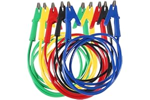 MELIFE 5PCS Alligator Clips Test Leads, 15A Wire Cable With Insulators, 3.3 ft/1m for Electrical Testing
