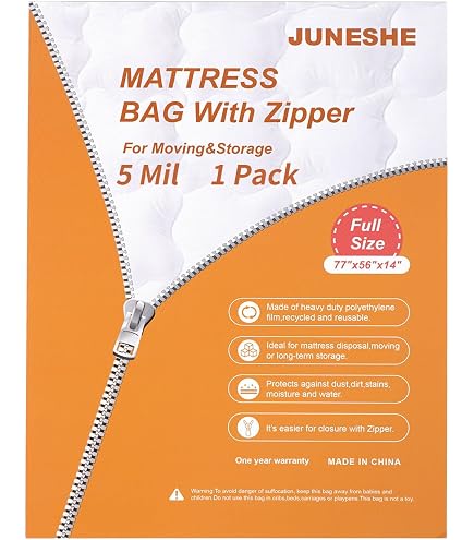 ZCHENBS Mattress Bag For Moving & Storage - 5 Mil Thick, Waterproof, Zipper Closure (Full/Full XL)