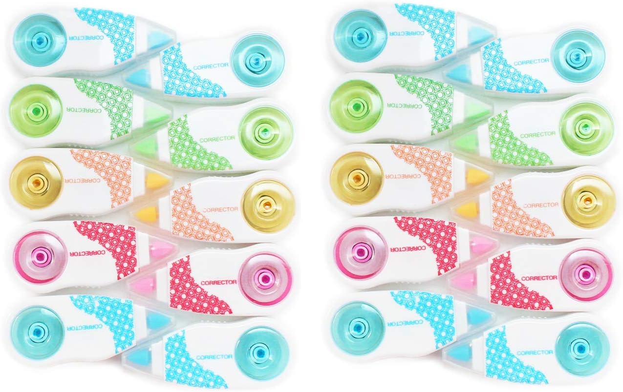 SKKSTATIONERY 20 Pcs Correction Tape, White Correction Tapes, Color Shell Design, for Students School Supplies. : Office Products