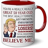 BECHUSKY 50th Birthday Gifts for Men, Women - 1976 Birthday Gifts for Men - 1976 50 Year Old Birthdays Coffee Mug - Gift for 50 Year Old Woman, Man - Turning 50th Gift for Men - 50th Terrific Present