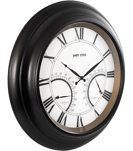 acurite 24 inch weathered wall clock with thermometer and hygrometer