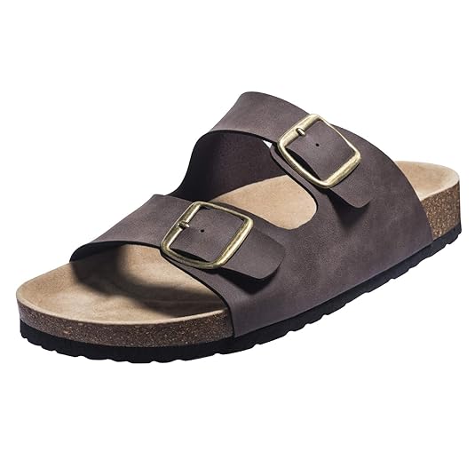 FITORY Herren Pantoletten Sommer Flach Sandalen mit Fußbett Gr.41-46