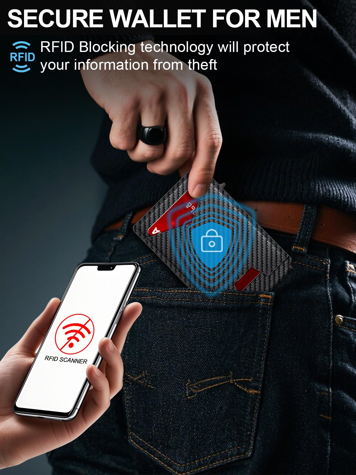 GHUKY Wallet for Men RFID Wallet with Money Clip, Slim Pop Up Card Holder for 10-12 Cards, Minimalist Smart Credit Card Case with ID Window, Bifold Metal Wallet for Front Pocket, Gifts for Men