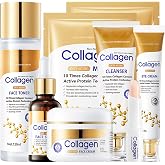 Collagen Skin Care Set, 6Pcs Face Care Sets for Older Women, Firming Skin, Shrink Pores, Smooth Wrinkles, Hydrating Skin Care Set Include Serum Face Cream Eye Cream Toner Cleanser Facial Mask1
