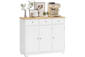 HOMCOM Sideboard Buffet Cabinet with Storage, 40" Kitchen Cabinet with Adjustable Shelves, 3 Drawers and 3 Doors, Coffee Bar 