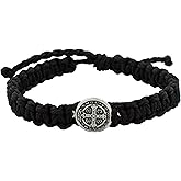 Woven Saint Benedict Bracelets | Sturdy Adjustable Cords with St. Benedict Medal | Patron Saint of Students and Europe | Great Catholic Gift for Confirmation