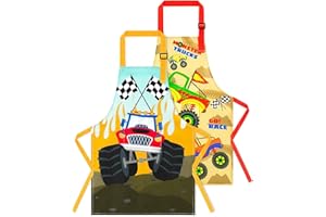 Kids Aprons - 2 Pack Kids Art Aprons for Kids Waterproof Toddler Chef Aprons for Cooking Baking Painting Gardening