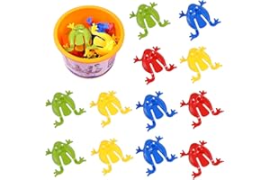 Toddmomy Plastic Frog Jumping Toy Finger Pressing 12pcs Bouncing Frog Toy Game with Bucket for Kids Birthday Party