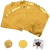 100 Pcs Gold Candy Wrappers Foil 4" x 4" Square Chocolate Wrappers, Aluminum Foil Candy Wrappers for Homemade Candy, Individual Chocolate Packaging for Valentine's Day Wedding Birthday