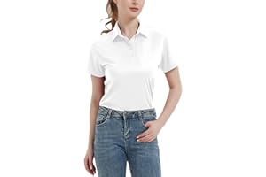 IDTSWCH Women's Polo Shirts UPF 50+ Casual Sun Protection Work Quick Dry 4 Buttons Short Sleeve Collared Golf Shirt XS-3XL