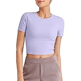 G4Free Casual Tops for Women Slim Fit Short Sleeve Sport Cute Basic Tees Comfy Lightweight Dry Wicking Yoga Shirts(Lavender,L)