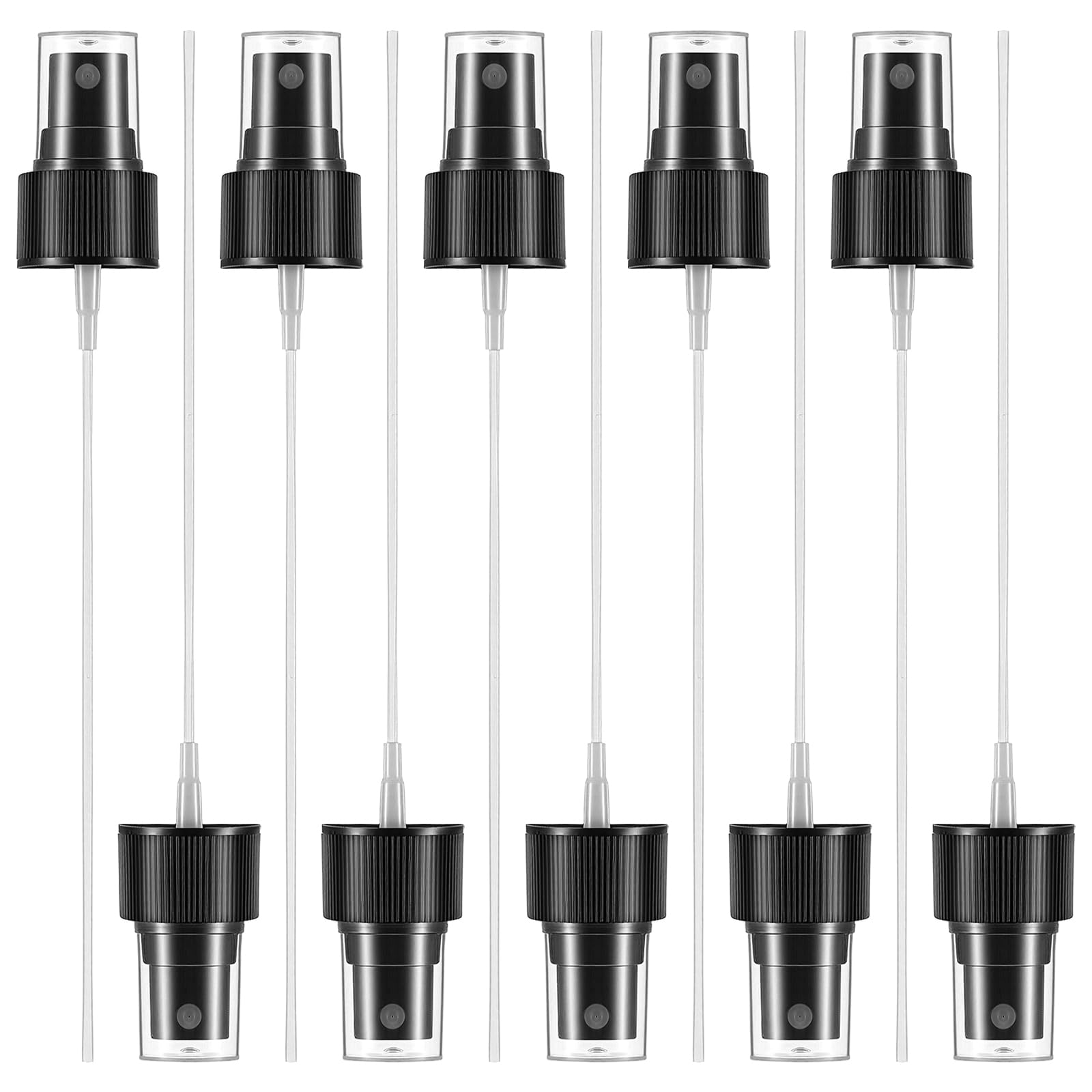 Photo 1 of Telooco 10 Pack Spray Bottle Tops Replacement, 24/410 Fine Mist Spray Bottle Nozzle with 5.9" Dip Tube Plastic Sprayer Pump for Essential Oil Perfumes Cleaning Solutions (Black)
