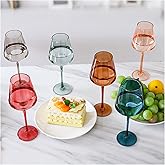 AIRXINLAY Colored Wine Glasses Set of 6-18.6oz, Colorful Wine Glasses by hand Blown Crystal,with Tall Long Stems for Party Home Bar Christmas Wedding gift set for wine lovers