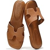 Project Cloud 100% Genuine Leather Sandals for Women 2026 - Fashion Flat Womens Sandals with Memory Foam Insole Slides Sandals Women Footwear - Mules Women's Sandals (Jannel)