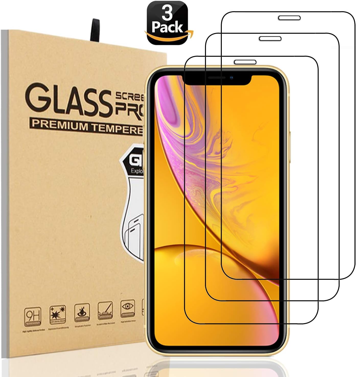 Morcoo [3-Pack iPhone 11 / iPhone XR Screen Protector 6.1 inch iPhone XR Tempered Glass Screen protectors [Case Friendly] iPhone XR iPhone11 Screen Protector 2019(iphone xr 11 glass,clear)