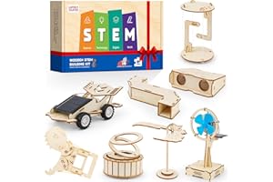 LUCKY GUESS 8 in1 STEM Science Kit for Kids Age 8-14, Wooden Physics Experiments & Solar Engineering Kits, Build Solar Car, Anti-Gravity Device, Telescope, Periscope & Dinosaur Claw, Gifts for Boys Girls