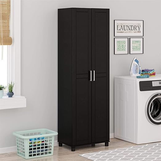 Amazon Com Systembuild Callahan Storage Cabinet 24 Black Home Kitchen